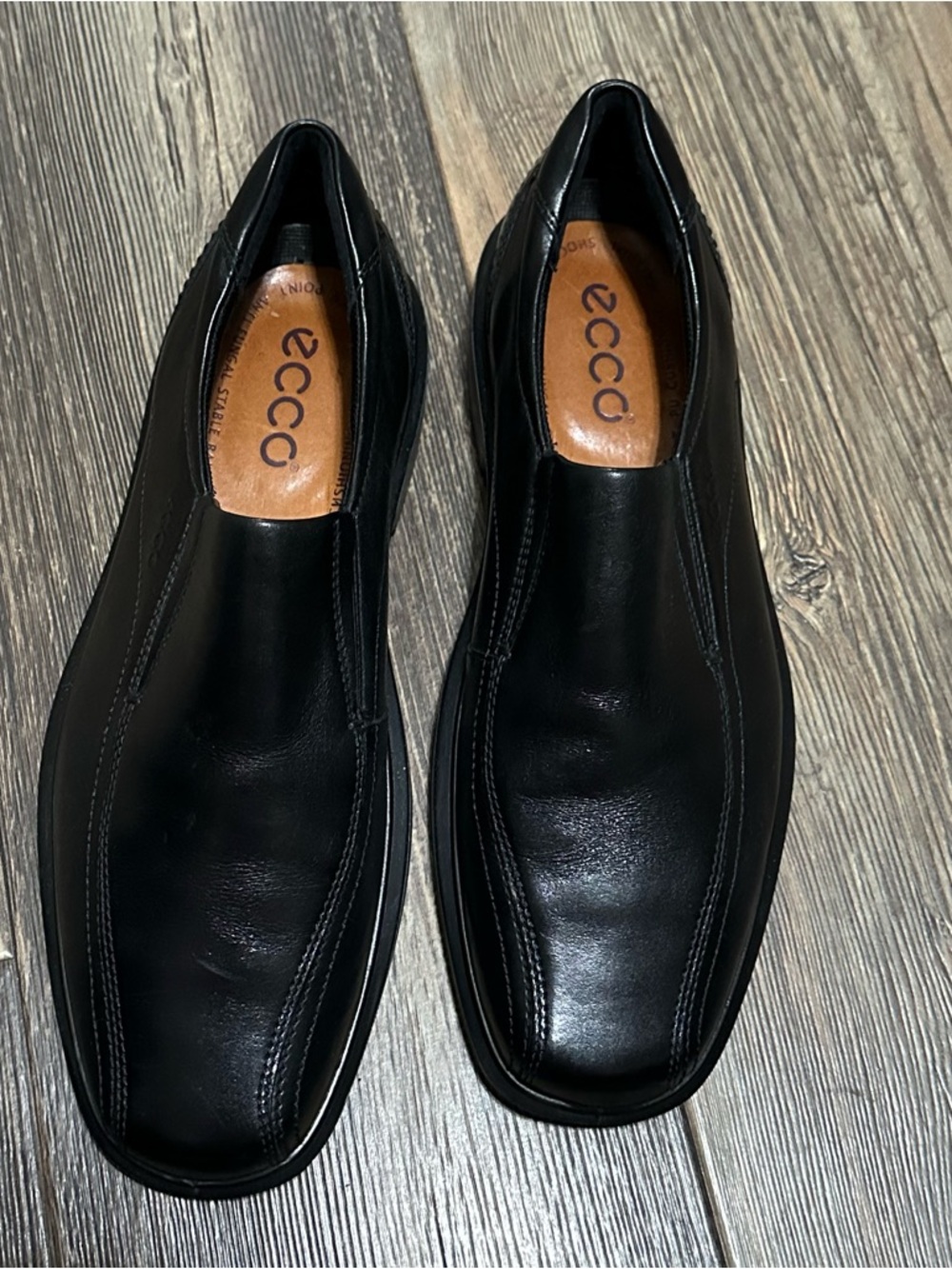 Ecco men’s 44 black slip on dress shoes loafers - Picture 3 of 9